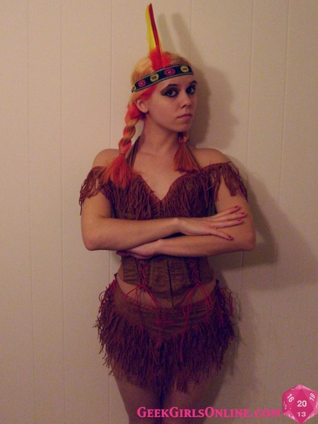 Athena Hollow does a little Thanksgiving cosplay in this skimpy Native American Princess costume.