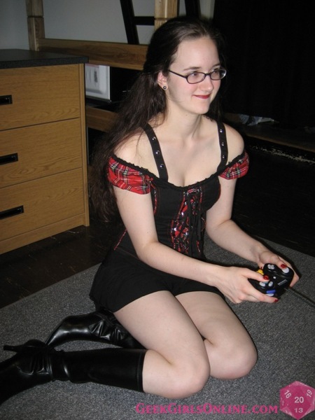 Gamer Girl, Vivian Winters, shows off her best assests. And were not just talking about her Gamecube and Dungeons and Dragons Collection.